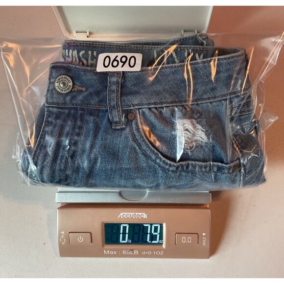 Rewash Womens Distressed Denim Mini Skirt Sz 1 waist 25 Light Wash Frayed Hem - Picture 7 of 7